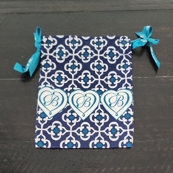 BRIGHTON Jewelry Pouch Drawstring Bag Logo Ribbons Live Love Laugh Dream Blue - Picture 4 of 5